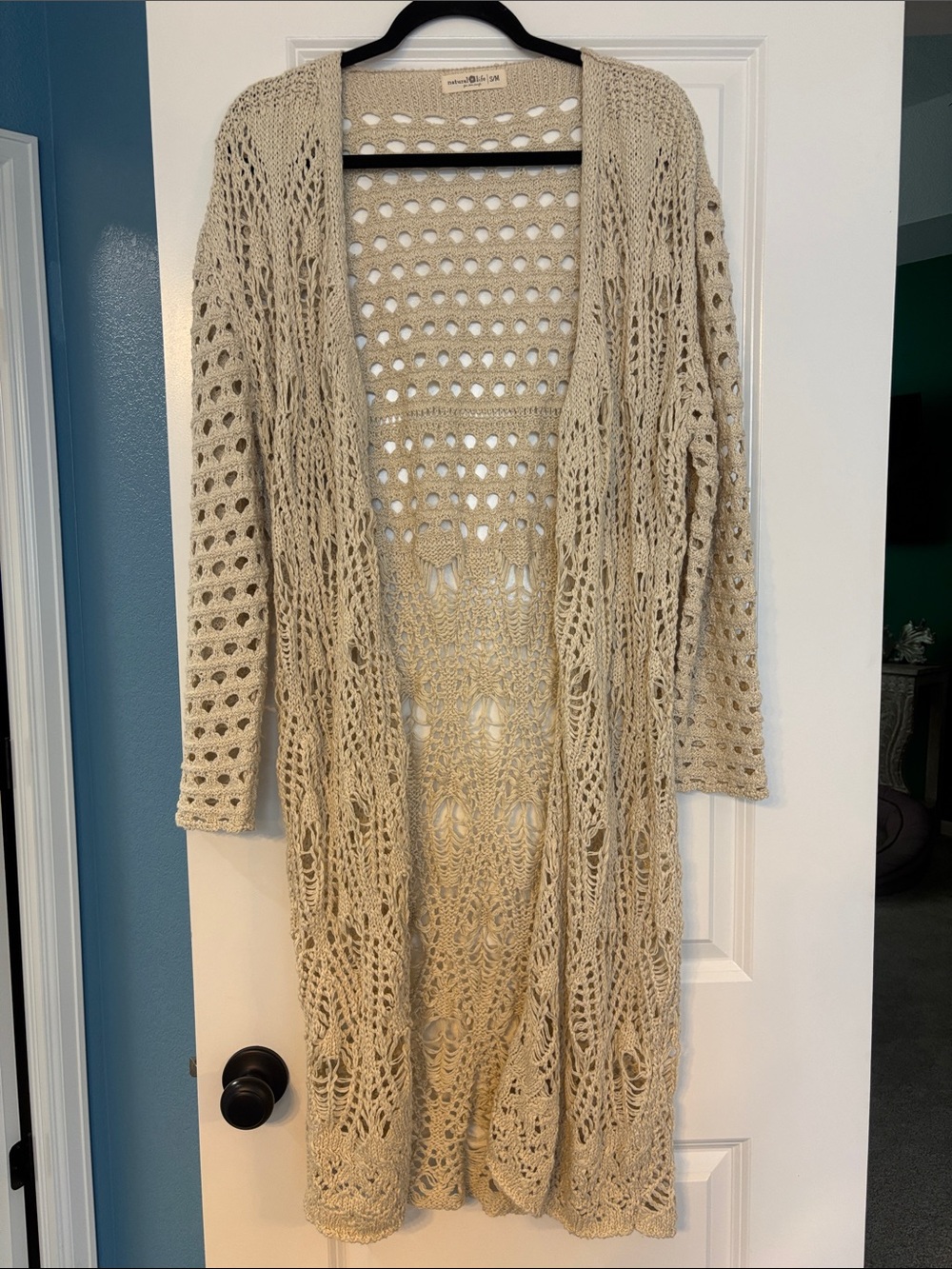 NATURAL LIFE Open Knit Long Cardigan - Cream